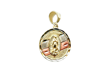 Three Tone Plated Mother Mary Oval Pendant